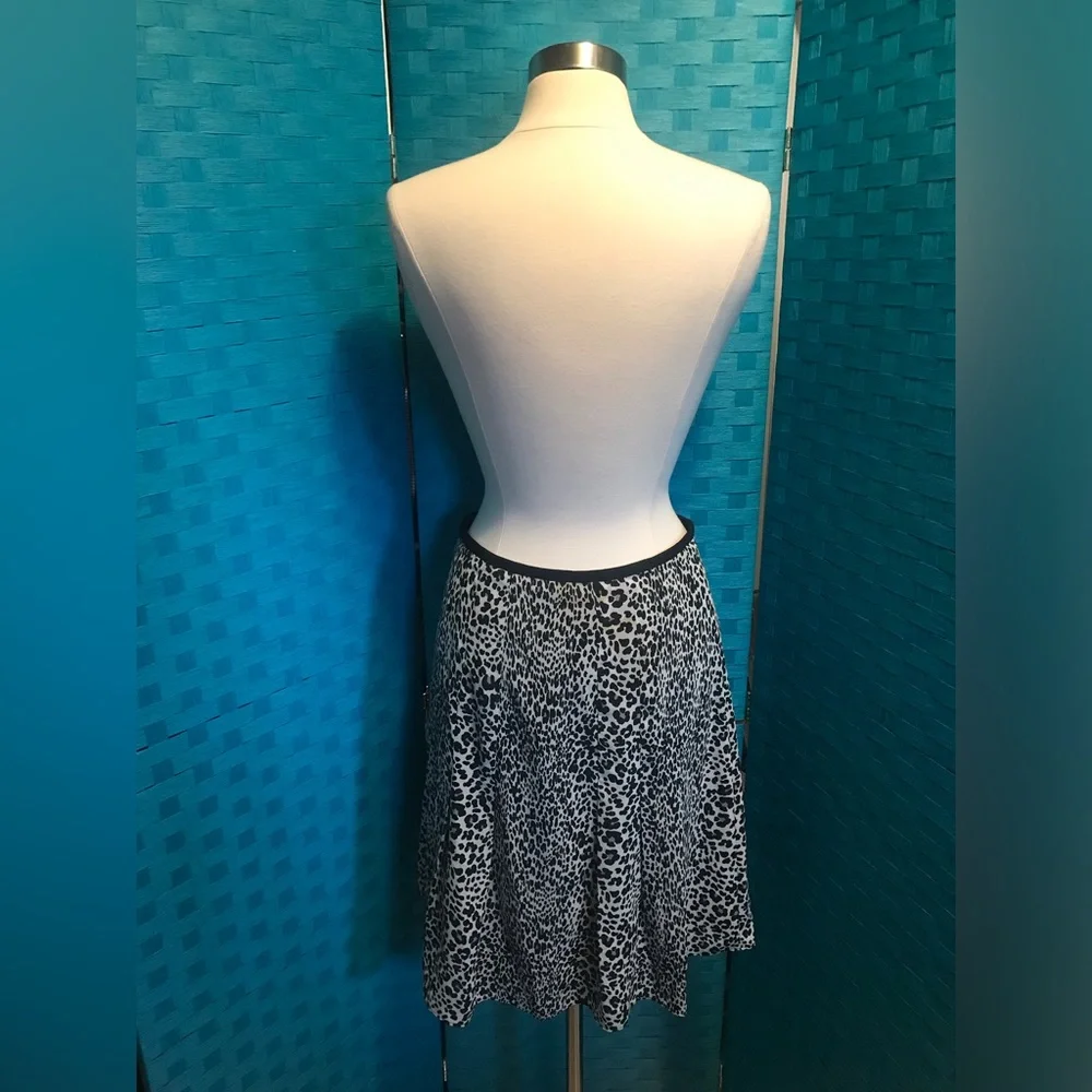 Worthington A Line Pleated Chiffon Skirt Lined Leopard Print